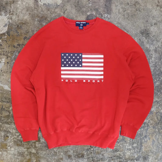 POLO SPORT RALPH LAUREN FLAG SWEAT SHIRT RED