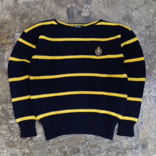 POLO RALPH LAUREN STRIPE HAND KNIT SWEATER NAVY YELLOW