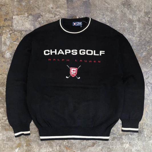 CHAPS GOLF RALPH LAUREN KNIT SWEATER BLACK