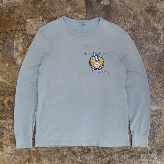 POLO RALPH LAUREN 18TH TACTICAL STRIKE WING LONG SLEEVE T-SHIRT LIGHT BLUE