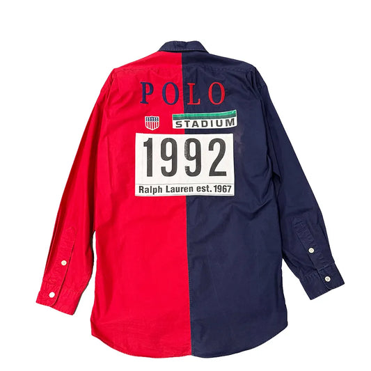 VINTAGE RALPH LAUREN POLO STADIUM 1992 SHIRT RED NAVY