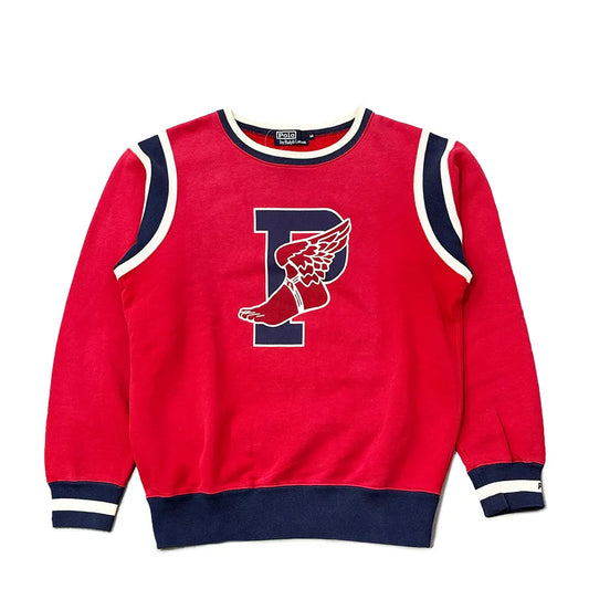 VINTAGE POLO RALPH LAUREN P WING 1992 STADIUM CREWNECK SWEATSHIRT RED JAPAN COLOR