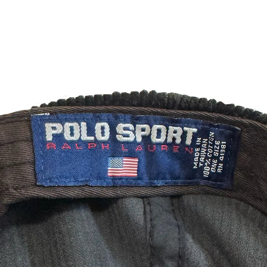 VINTAGE POLO SPORT RALPH LAUREN SPORTSMAN CORDUROY HAT BLACK BEIGE